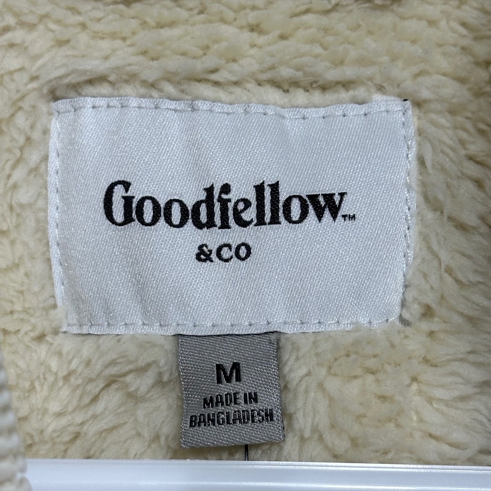 Goodfellow & Co Mens Cream Ultra-Soft Fleece Full Zip Sherpa Jacket Medium NEW - Picture 6 of 8